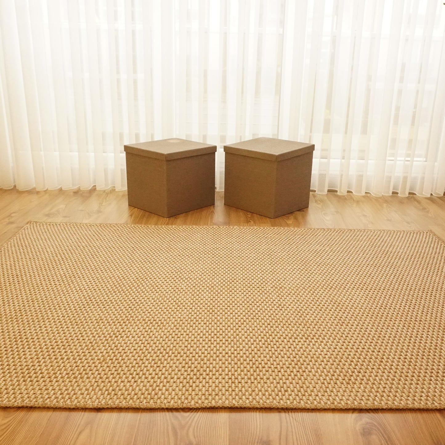 Jute Rug - Woven, Machine Washable & Non-Slip Carpet - Natural, Brown & Ivory