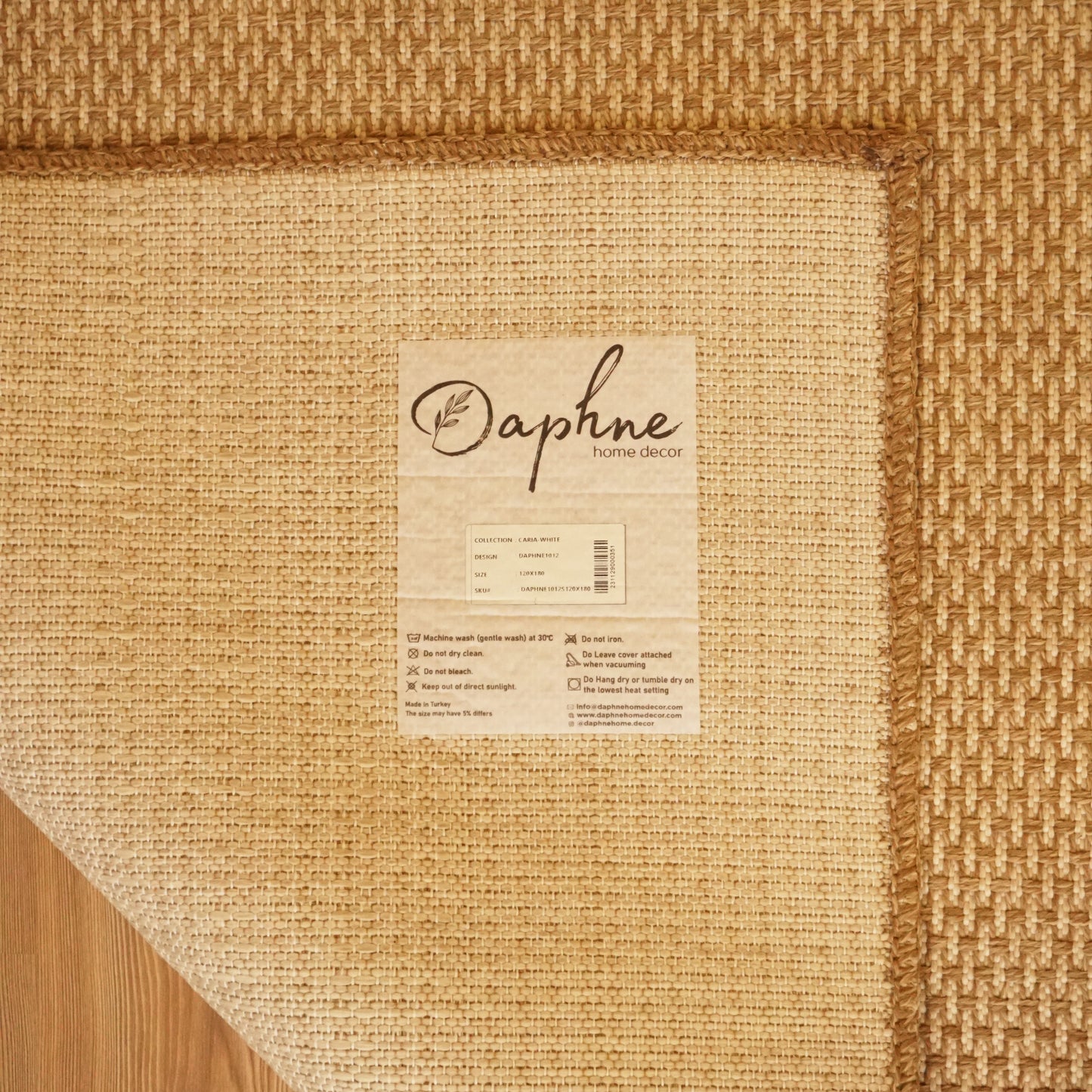 Jute Rug - Woven, Machine Washable & Non-Slip Carpet - Natural, Brown & Ivory