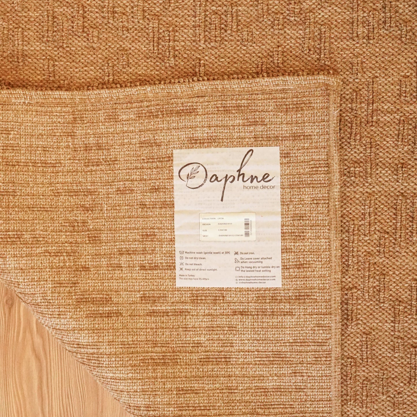 Jute Rug - Woven, Machine Washable & Non-Slip Carpet - Natural, Brown & Embossed