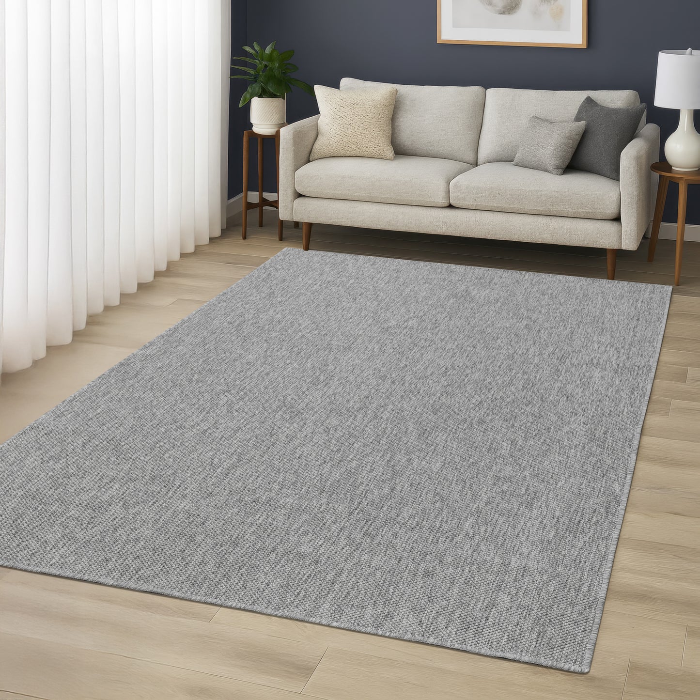 Jute Rug - Woven, Machine Washable & Non-Slip Carpet - Natural,Gray