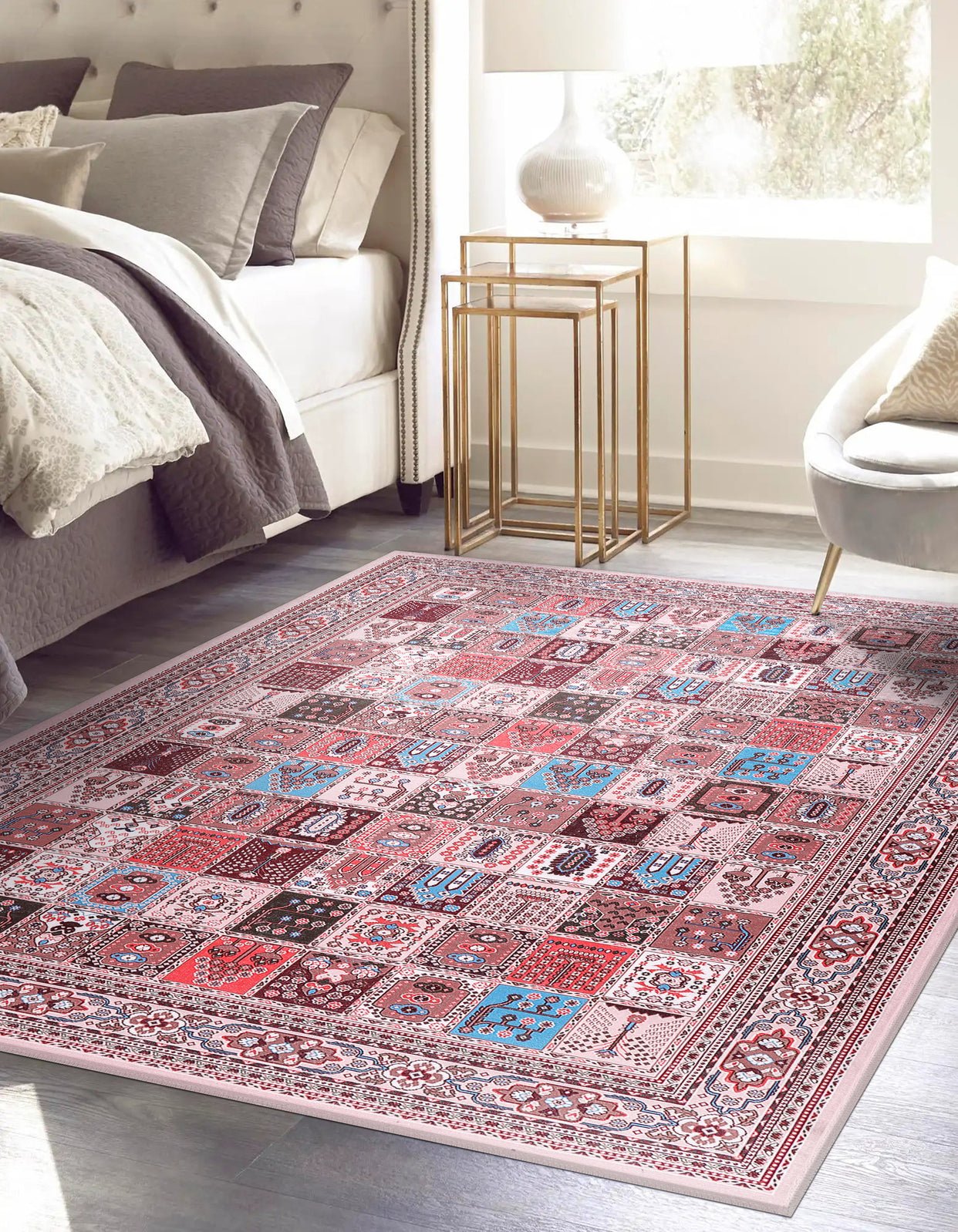 Machine Washable Rug | Brown - Non Slip - Turkish Rug - Daphne Home Decor