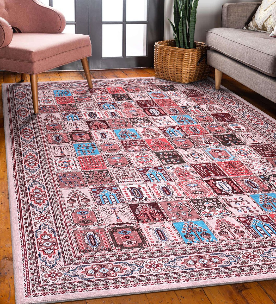 Machine Washable Rug | Brown - Non Slip - Turkish Rug - Daphne Home Decor