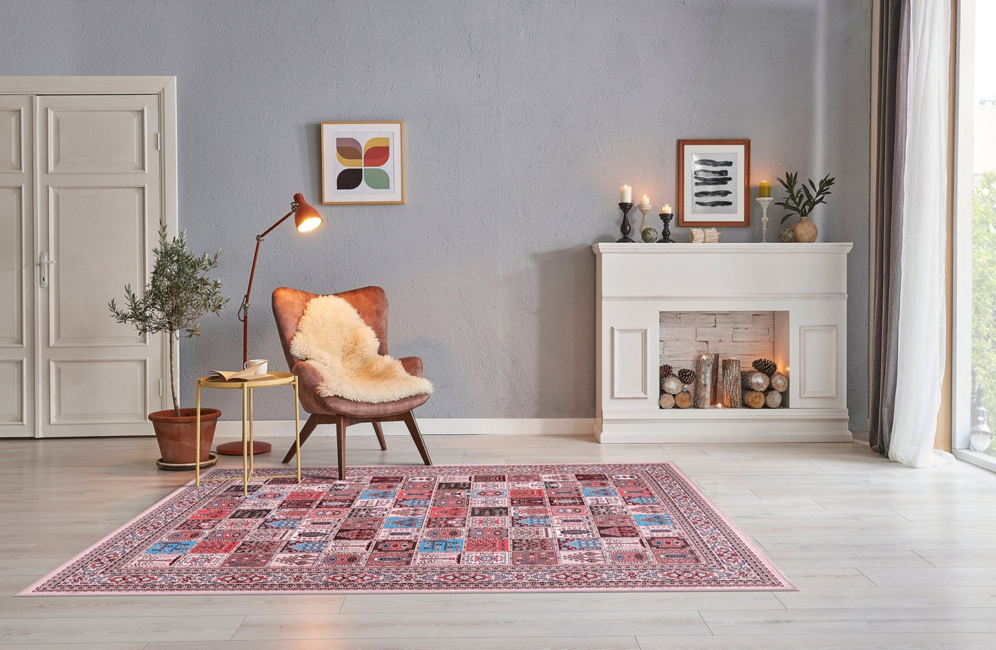 Machine Washable Rug | Brown - Non Slip - Turkish Rug - Daphne Home Decor