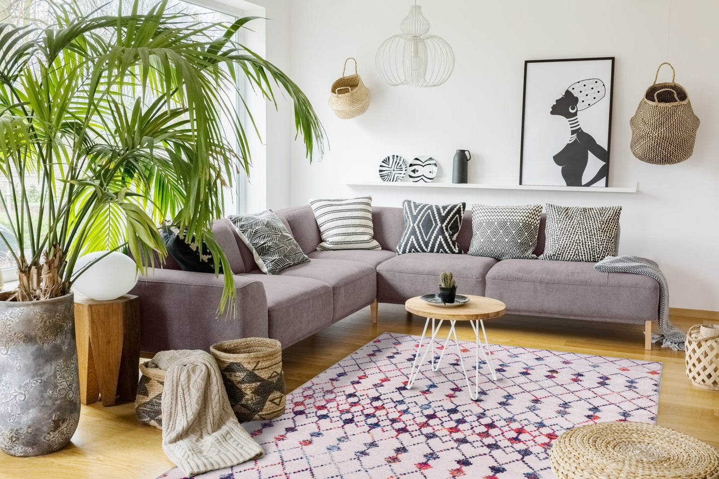 Machine Washable Rug | Non Slip - Cream - Scandinavian - Daphne Home Decor