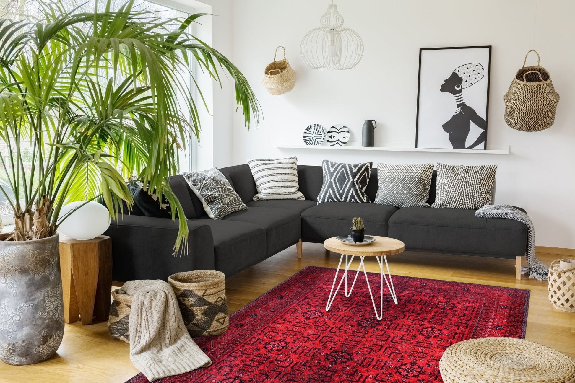 Machine Washable Rug | Red Vintage Rug - Non Slip - Daphne Home Decor