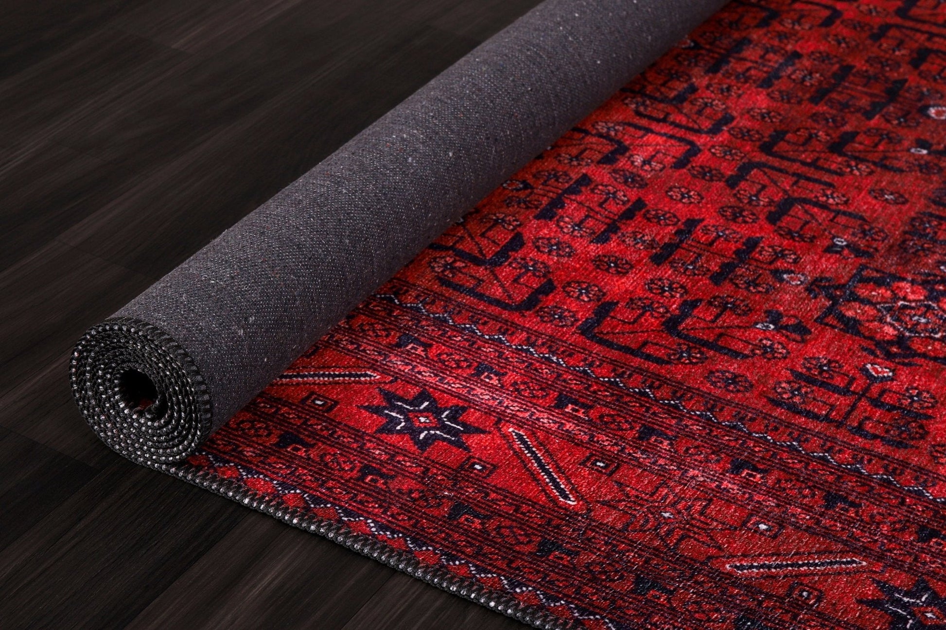 Machine Washable Rug | Red Vintage Rug - Non Slip - Daphne Home Decor