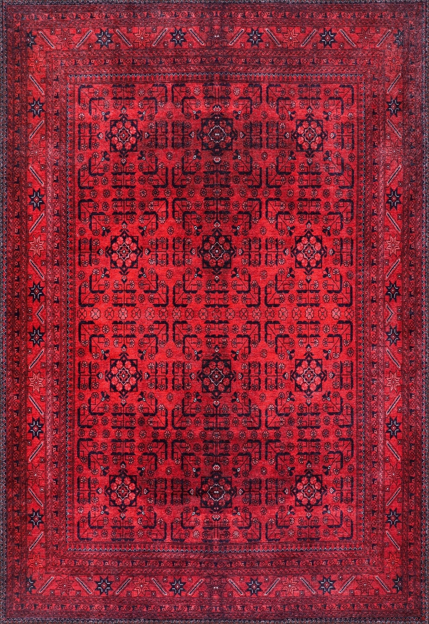 Machine Washable Rug | Red Vintage Rug - Non Slip - Daphne Home Decor
