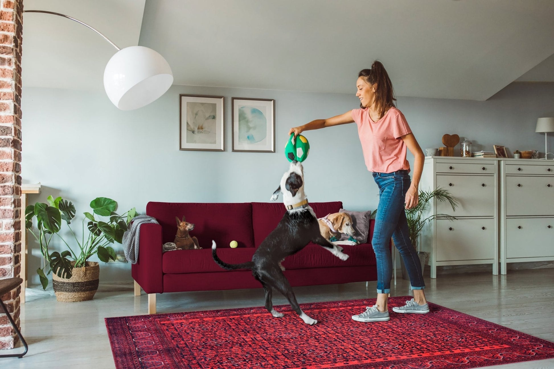 Machine Washable Rug | Red Vintage Rug - Non Slip - Daphne Home Decor