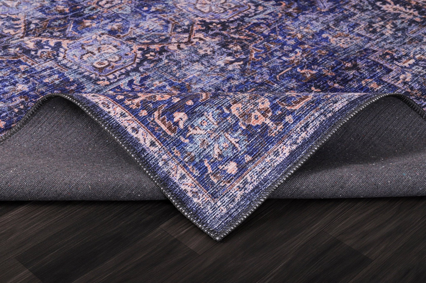 Machine Washable Rug | Blue Rug - Non Slip - Vintage - Daphne Home Decor