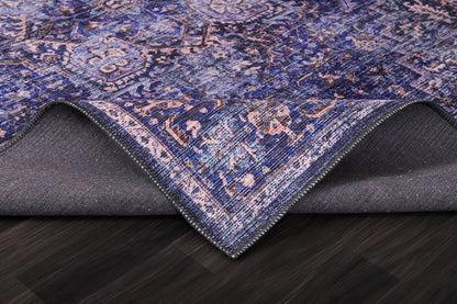Machine Washable Rug | Blue Rug - Non Slip - Vintage - Daphne Home Decor