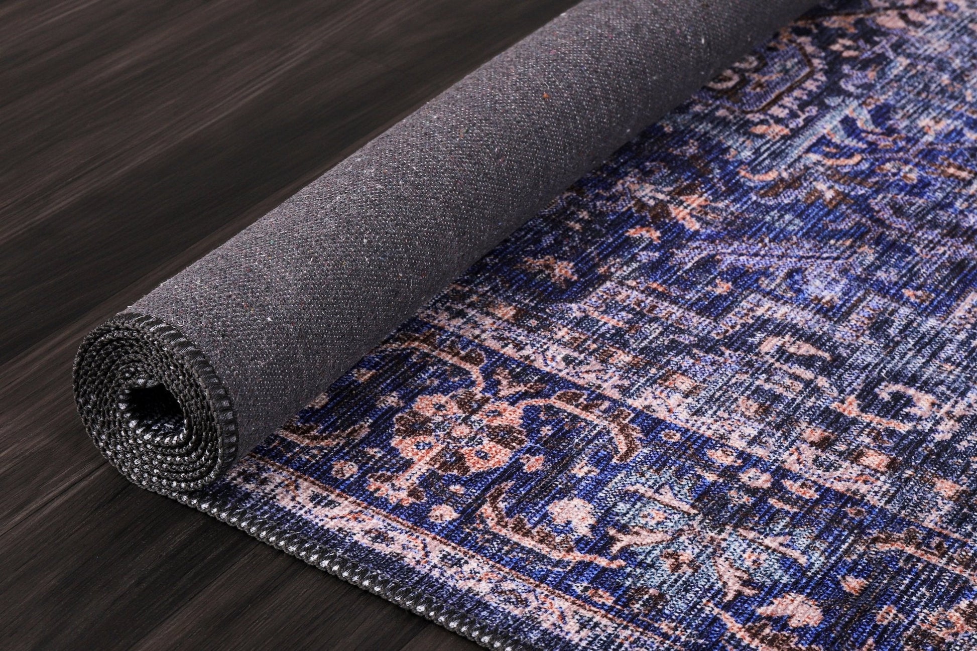 Machine Washable Rug | Blue Rug - Non Slip - Vintage - Daphne Home Decor