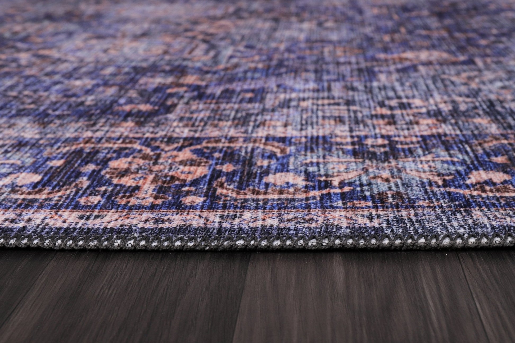 Machine Washable Rug | Blue Rug - Non Slip - Vintage - Daphne Home Decor