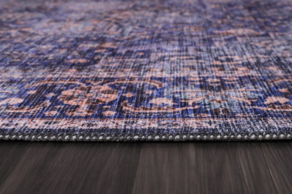 Machine Washable Rug | Blue Rug - Non Slip - Vintage - Daphne Home Decor
