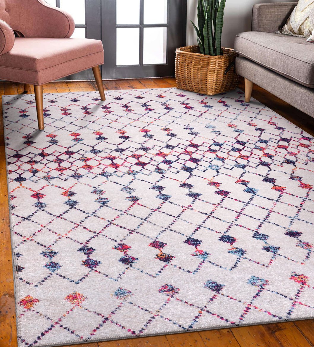 Machine Washable Rug | Non Slip - Cream - Scandinavian - Daphne Home Decor