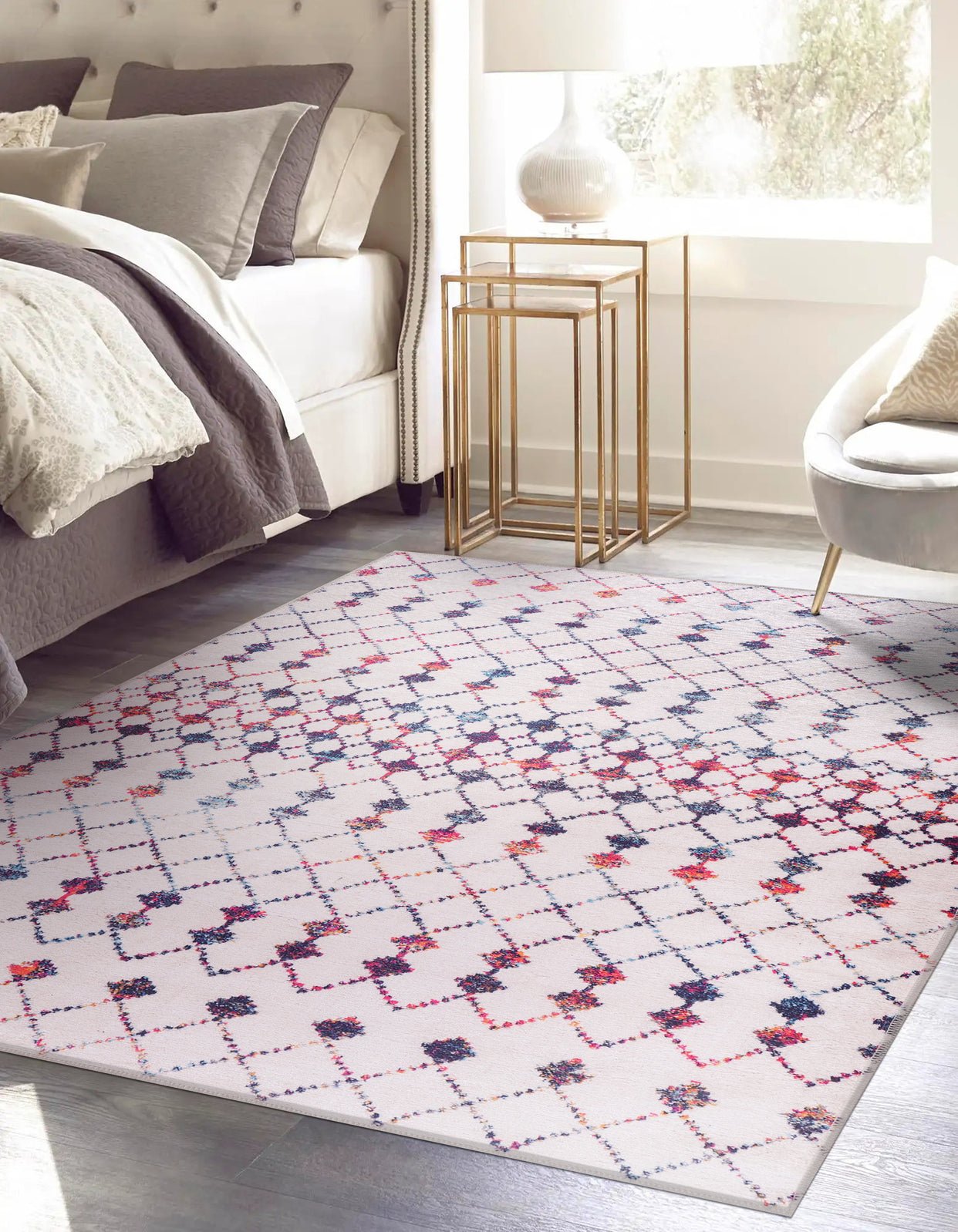 Machine Washable Rug | Non Slip - Cream - Scandinavian - Daphne Home Decor